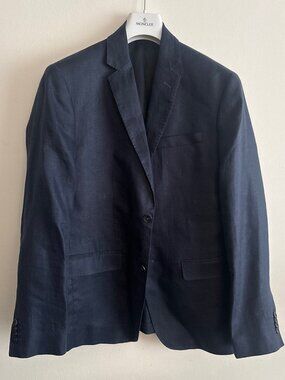 $375 MNG Unstructured.Navy Linen Sport Coat Blazer - 40